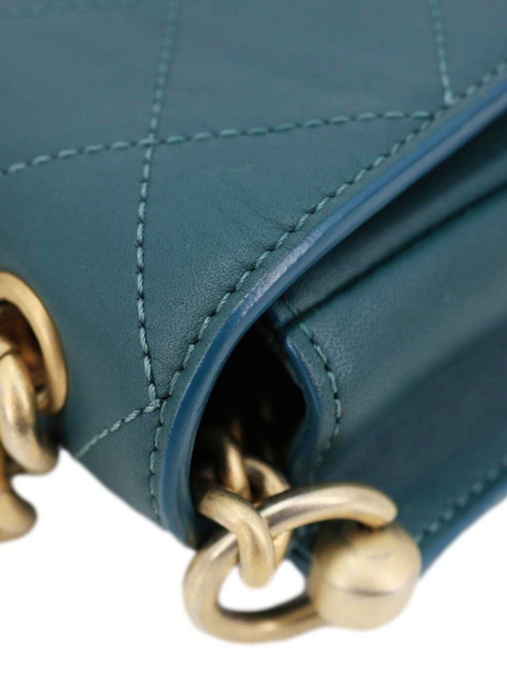 Chanel CC Stitched Flap Calfskin Leather Crossbody Bag Green - Picture 8 of 12
